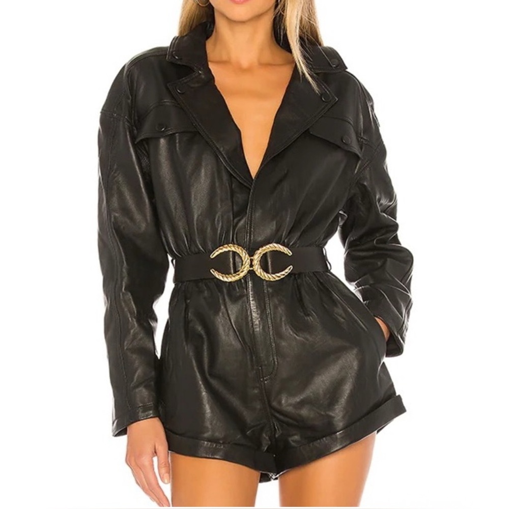 L’Academie Leather nova romper in black size M - Picture 2 of 7